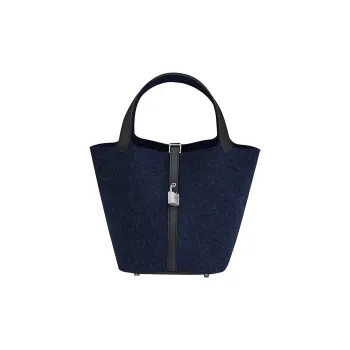 HERMES Picotin Lock Swift Leather Basket Bag Bucket Bag Handbag Women's Midnight Blue/Black