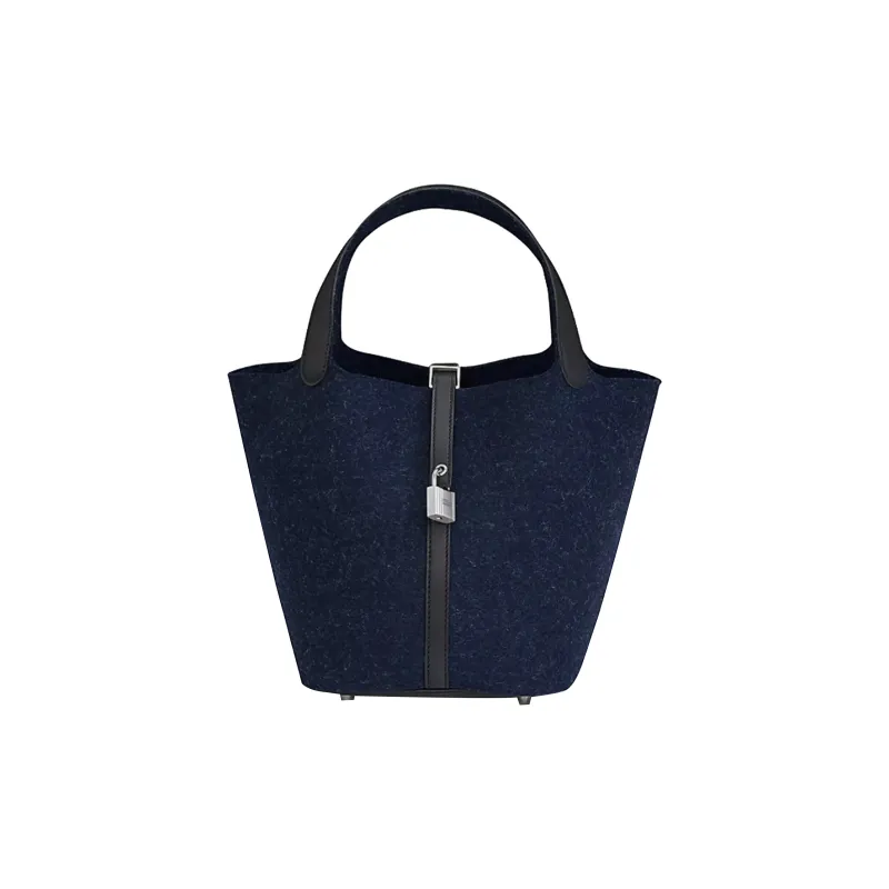 HERMES Picotin Lock Swift Leather Basket Bag Bucket Bag Handbag Women's Midnight Blue/Black-0