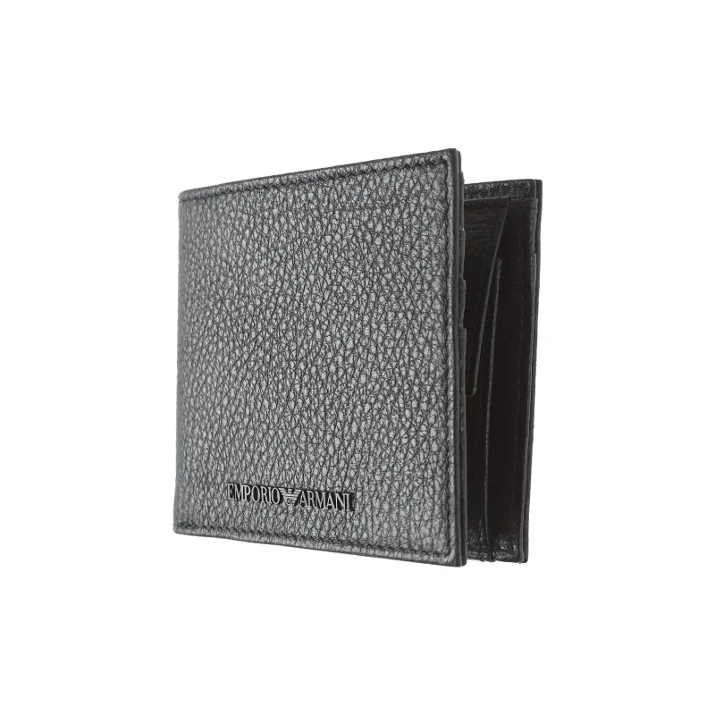 EMPORIO ARMANI Leather 3 in 1 Card Holder Wallet Men's Pure Black-1
