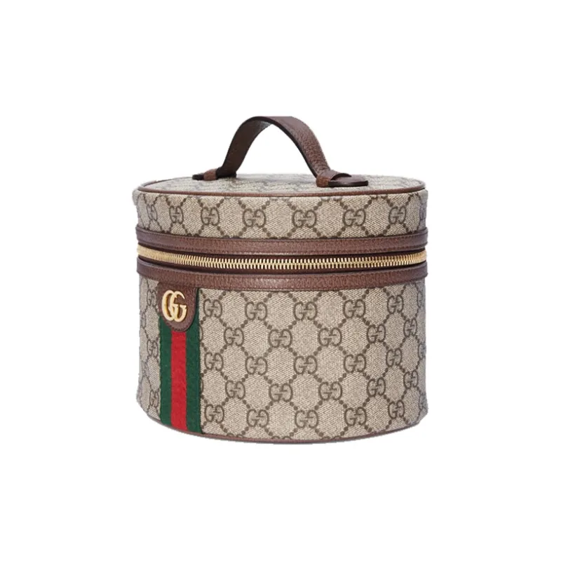 GUCCI Ophidia Canvas With Leather Handbag Women's Brown-1