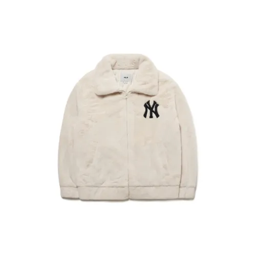 MLB Base Logo Velvet Jackets Unisex White