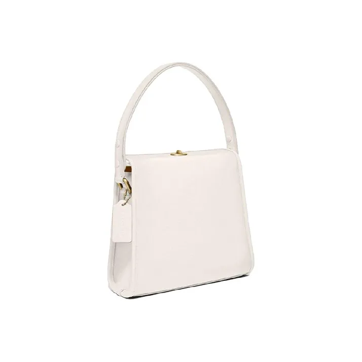 COACH Turnlock Leather Shoulder Bag Crossbody Bag Handbag Small Size Women's White-1