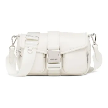 PRADA Recycled Nylon With Sheepskin Techwear Flap Bag Crossbody Bag Shoulder Bag Women's White