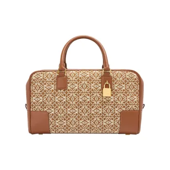 LOEWE Amazona Canvas With Calfskin Shoulder Bag, Crossbody Bag, Handbag Medium Size Women's Gold