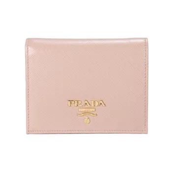 PRADA Saffiano Cow Leather Wallet Women's Nude Pink