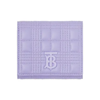 Burberry Quilting Lambskin Foldable Wallet Small Size Women's Soft Violet