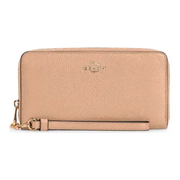 COACH Zip Around Leather Wallet Women's Light Brown