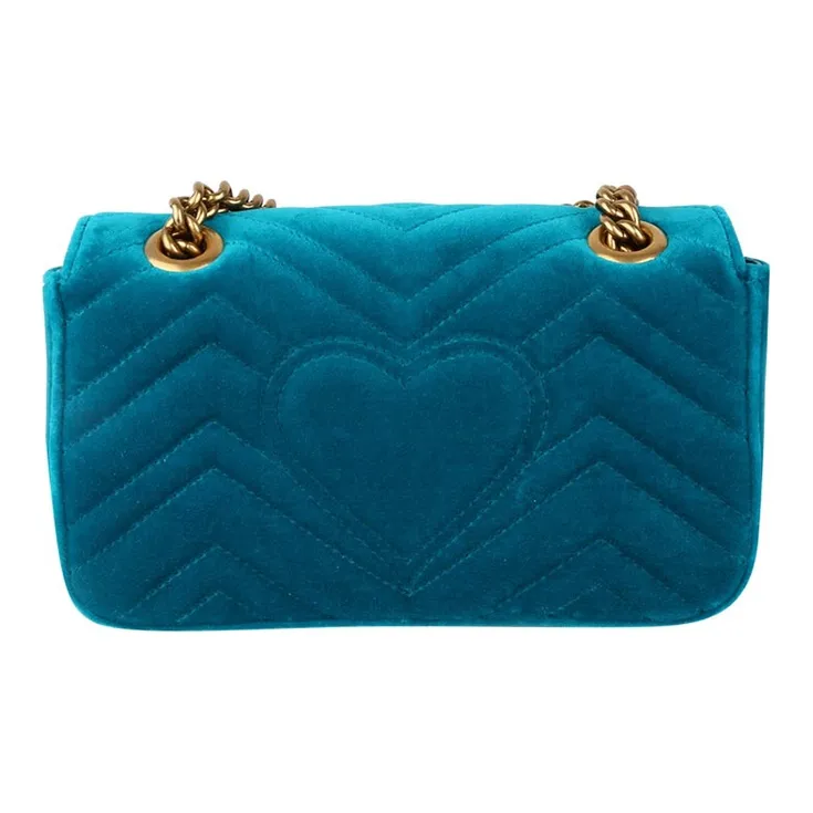 GUCCI GG Marmont Velvet Crossbody Bag Shoulder Bag Women's Peacock Blue-1