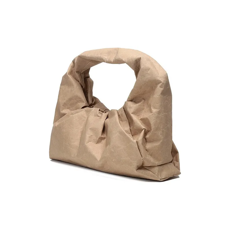 Bottega Veneta Paper Composite Polyurethane Croissant Bag, One Shoulder Handbag Women's Cow Leather Paper-4
