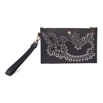 FANSIZHE VERSACE Leather Clutch Unisex Black