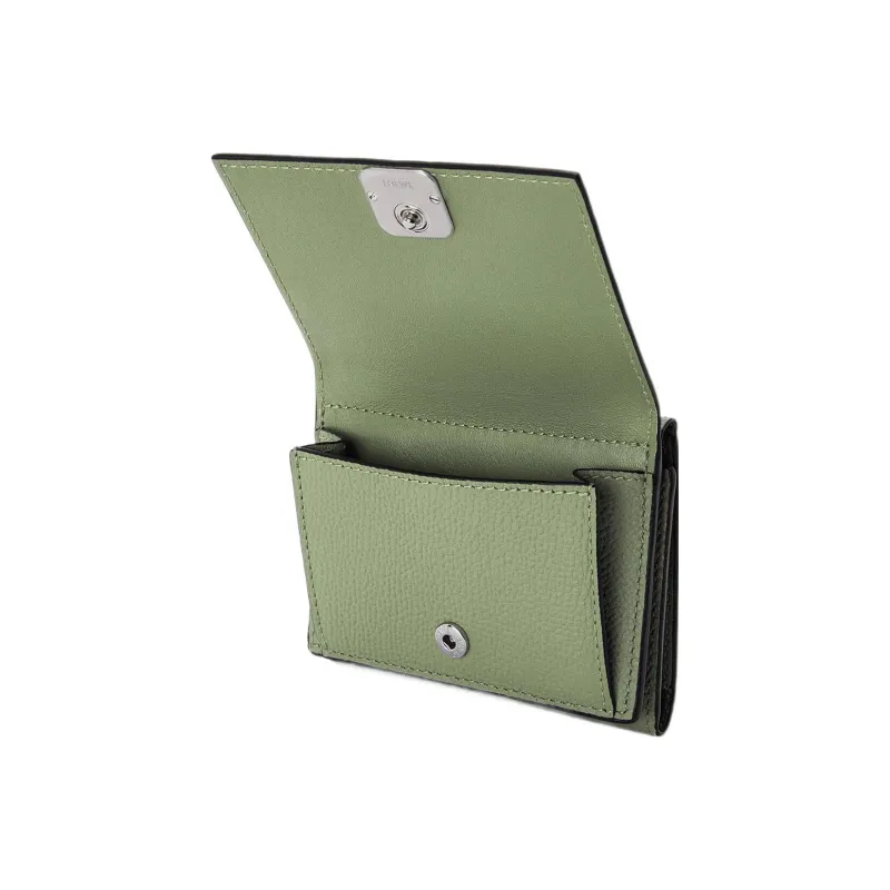 LOEWE Anagram Pebble Grain Calfskin Wallet Women's Green-2