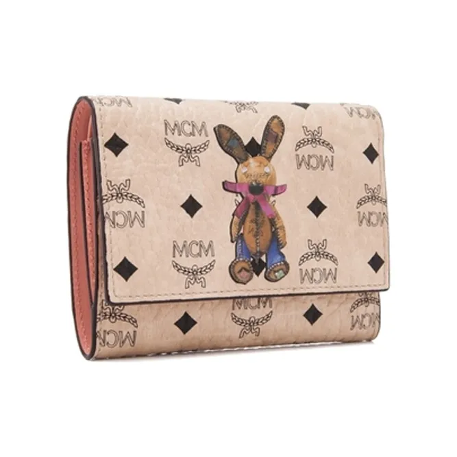 MCM Leather Coin Purse Wallet Medium Size Women's Gold-1