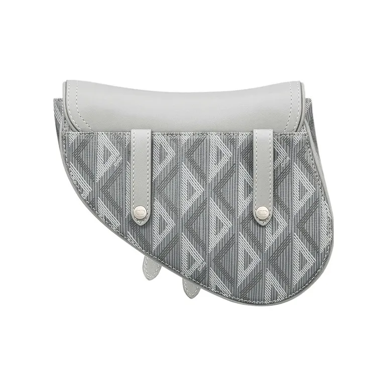 DIOR Canvas With Smooth Cow Leather Saddle Bag Fanny Pack Portable Crossbody Bag Shoulder Bag Mini Men's Gray-4
