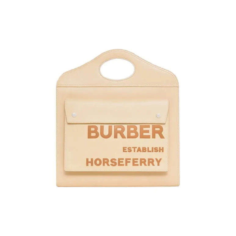 Burberry Medium Leather Horseferry Pocket Bag Neutral-0