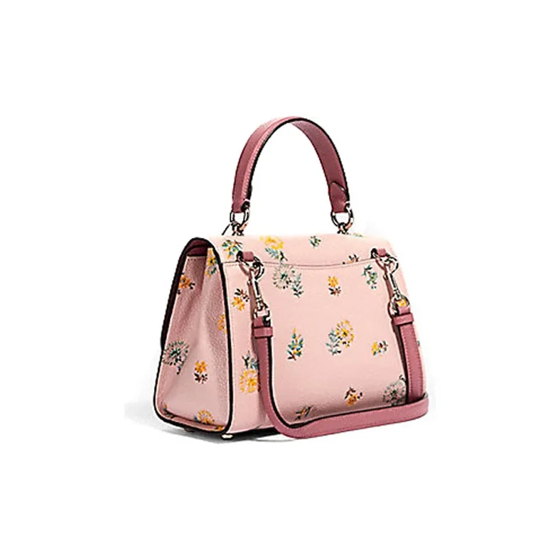 COACH Tilly Refined Pebble Leather Handbag Shoulder Bag Crossbody Bag Medium Size Women's Pink/Thistle-1