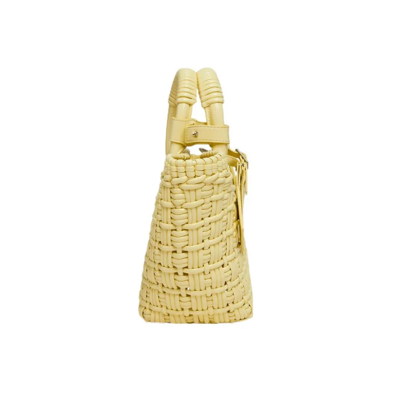 Balenciaga BISTRO Polyurethane Baskets Bag, Crossbody One Shoulder Handbag Trumpets Women's Light Yellow-2