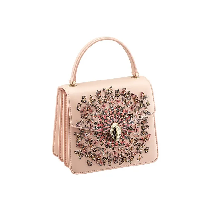BVLGARI Mary Katrantzou X BVLGARI NAPPA Dermis One Shoulder Handbags Small Size Women's Pink-1