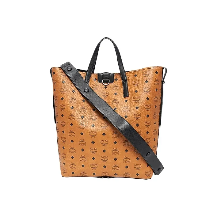 MCM Visetos Cow Leather Combo Bag, Tote Bag, Shopping Bag, Shoulder Bag, Handbag Large Size Unisex Cognac-3
