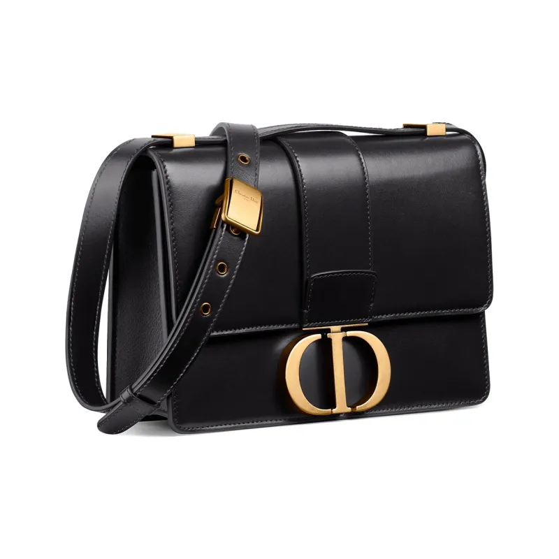 DIOR 30 Montaigne Smooth Cow Leather Box Bag, Handbag, Crossbody Bag, Shoulder Bag Women's Black-1