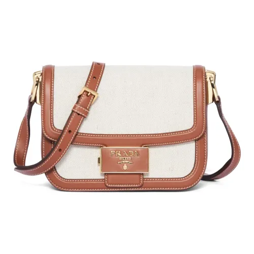PRADA Leather Shoulder Bag Crossbody Bag Women's Beige Patchwork Cognac
