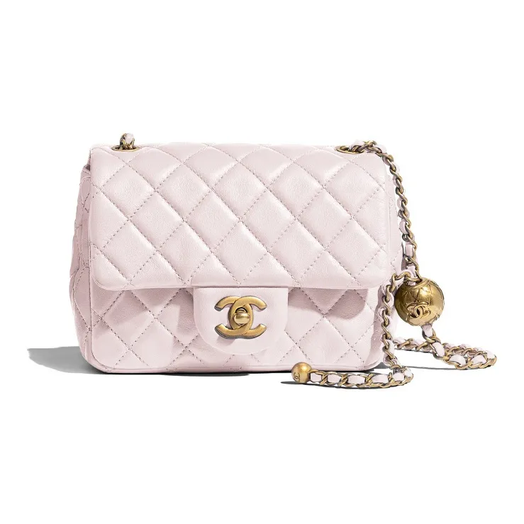 CHANEL Classic Flap CF Small Gold Ball Sheepskin Shoulder Bag, Crossbody Bag Mini Women's Light Purple-0