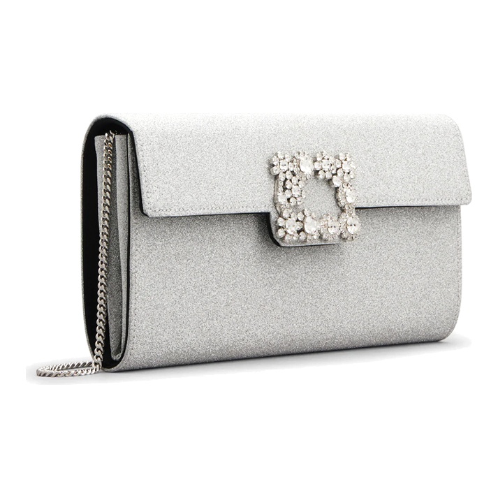 【関税&送料込】Roger Vivier Flower Buckle Pouch Roger Vivier Flower Strass Buckle Clutch Bag