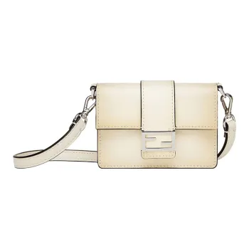 FENDI Baguette Cow Leather Necklace Pouch, Baguette Bag, Handheld Crossbody Bag, Shoulder Bag Men's White