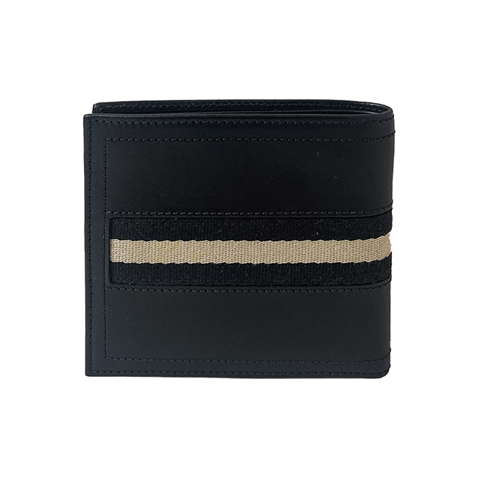 BALLY Leather Round Zip Compact Wallet Black Gold | eBay