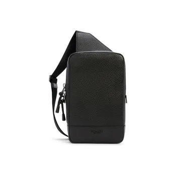 COACH Turner Cow Leather With Fabric Sling Bag, Fanny Pack, Shoulder Bag, Crossbody Bag Regular Men's Black
