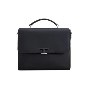 TOD'S Timeless Leather Briefcase Shoulder Bag Crossbody Bag Handbag Small Size Men's Black