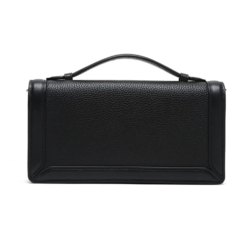 COACH Cow Leather Chain Bag Portable Crossbody Bag Shoulder Bag Small Size Women's Black-2