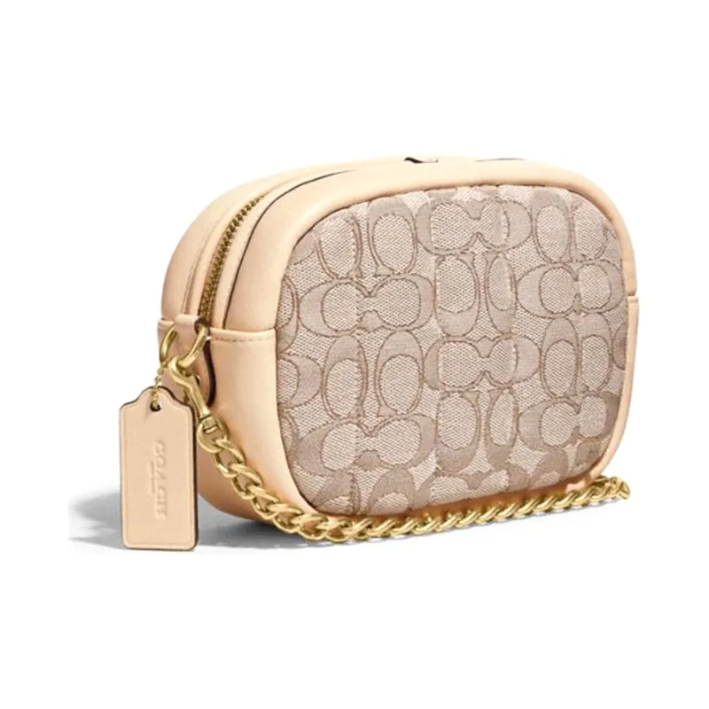 COACH Camera Cow Leather One Shoulder Crossbody Round Camera Bag Trumpets Women's Lime Ivory White-1