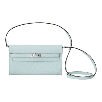 HERMES Kelly To Go Epsom Leather Wallets Shoulder Bag Crossbody Bag Women's Ice Blue