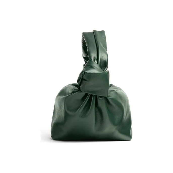 Bottega Veneta Knot Cow Leather Handbag Clutch Mini Women's Dark Green-1