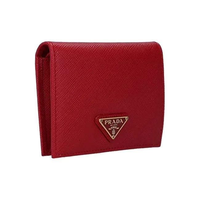 PRADA Leather Wallet Women's Red-1