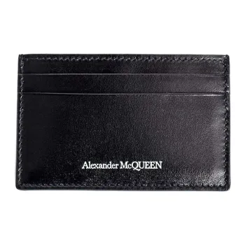 Alexander McQueen Cow Leather Card Clip Unisex Black