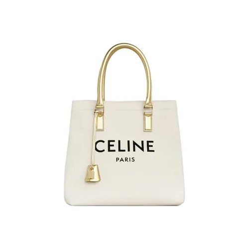 CELINE Cow Leather Tote Bag Shopping Bag Shoulder Bag Handbag Large Size Women's Ecru