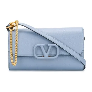 Valentino Cow Leather Shoulder Bag Women's Sky Blue