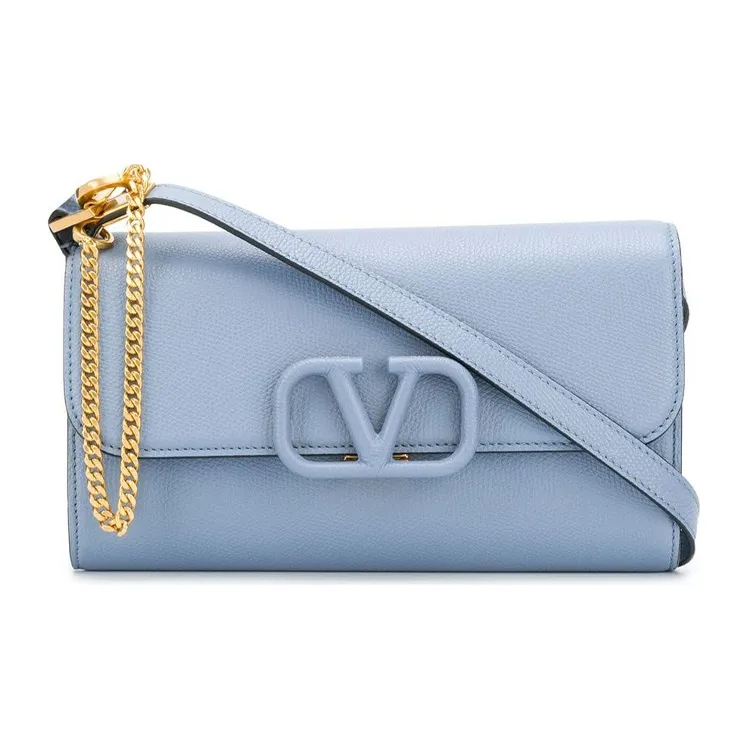 Valentino Cow Leather Shoulder Bag Women's Sky Blue-0