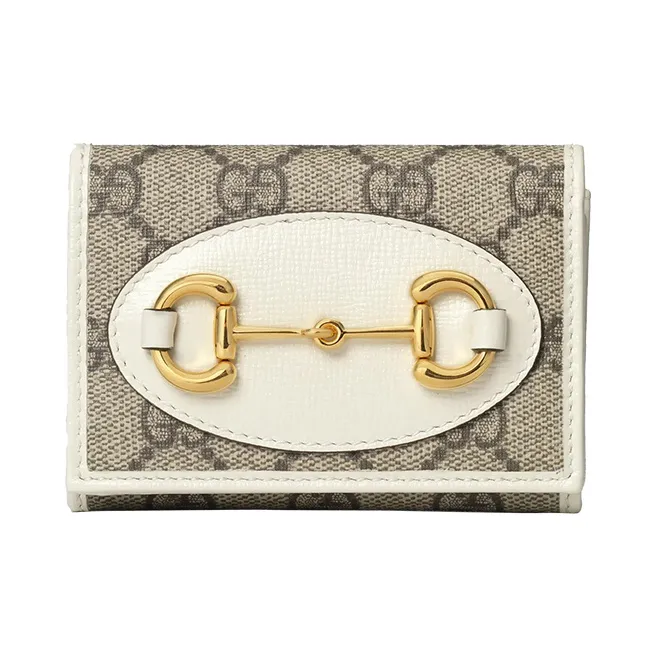 GUCCI Women's 1955 Horsebit Logo Wallet Coin Purse Beige-0