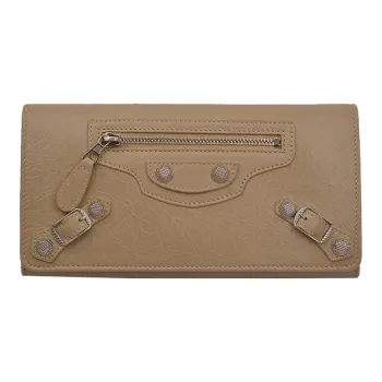 Balenciaga Cow Leather Wallet Women's Light Brown