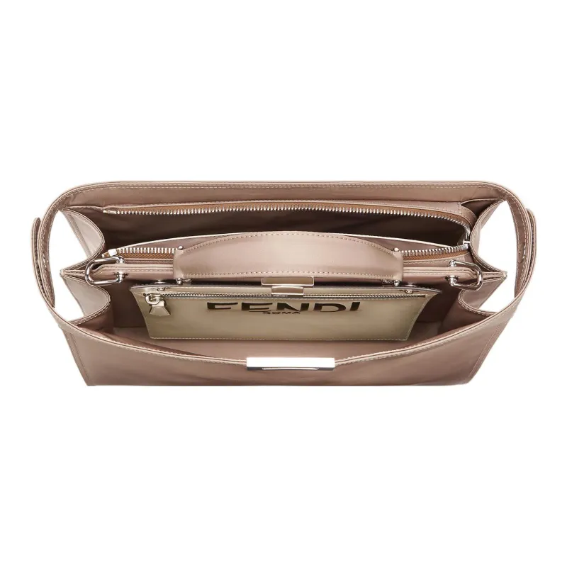 FENDI Peekaboo ISeeU Polyamide Shoulder Bag, Crossbody Bag, Handbag Medium Size Men's Beige-4