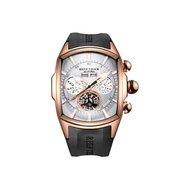 REEF TIGER Aurora Collection Tank II Automatic Mechanical Movement Watch Men's Watches White Dial-0