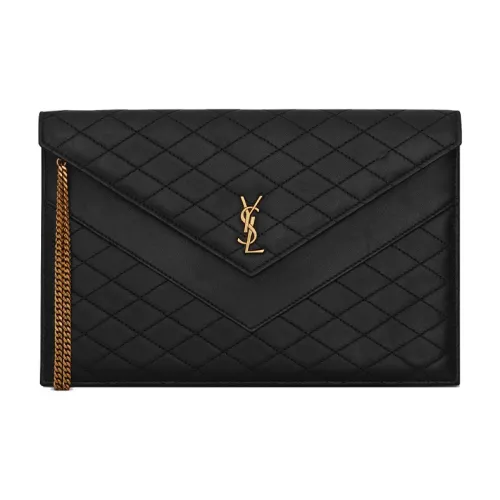 SAINT LAURENT skirt Lambskin Envelope Bag Clutches Women's Black