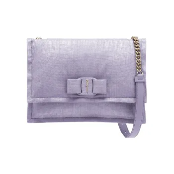 FERRAGAMO Viva Fabric Pillow Bag Shoulder Bag Crossbody Bag Small Size Women's Light Purple