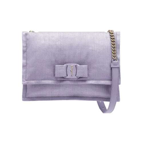 FERRAGAMO Viva Fabric Pillow Bag Shoulder Bag Crossbody Bag Small Size Women's Light Purple