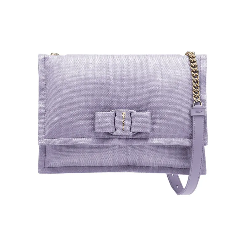 FERRAGAMO Viva Fabric Pillow Bag Shoulder Bag Crossbody Bag Small Size Women's Light Purple-0