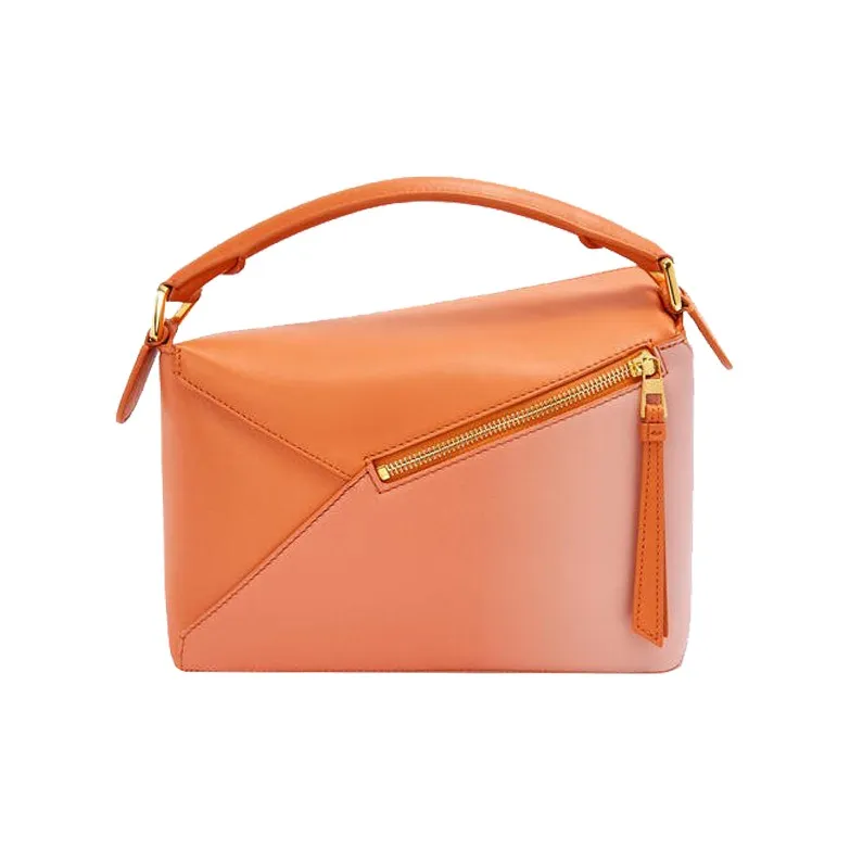 LOEWE Nappa Calfskin Handbag Shoulder Bag Small Size Women's Coral Red/Light Pink-3