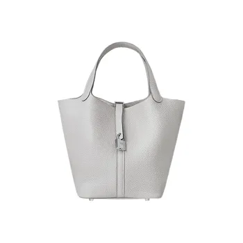 HERMES Picotin Lock Bullock Leather Basket Bag, Bucket Bag, Handbag Women's Gris Perle80 Gris Perle Pearl Gray
