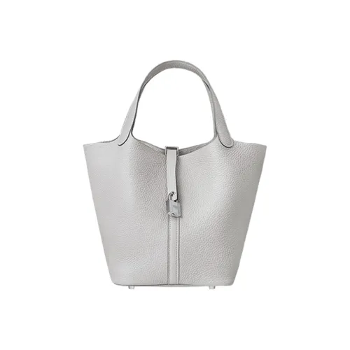 HERMES Picotin Lock Bullock Leather Basket Bag, Bucket Bag, Handbag Women's Gris Perle80 Gris Perle Pearl Gray